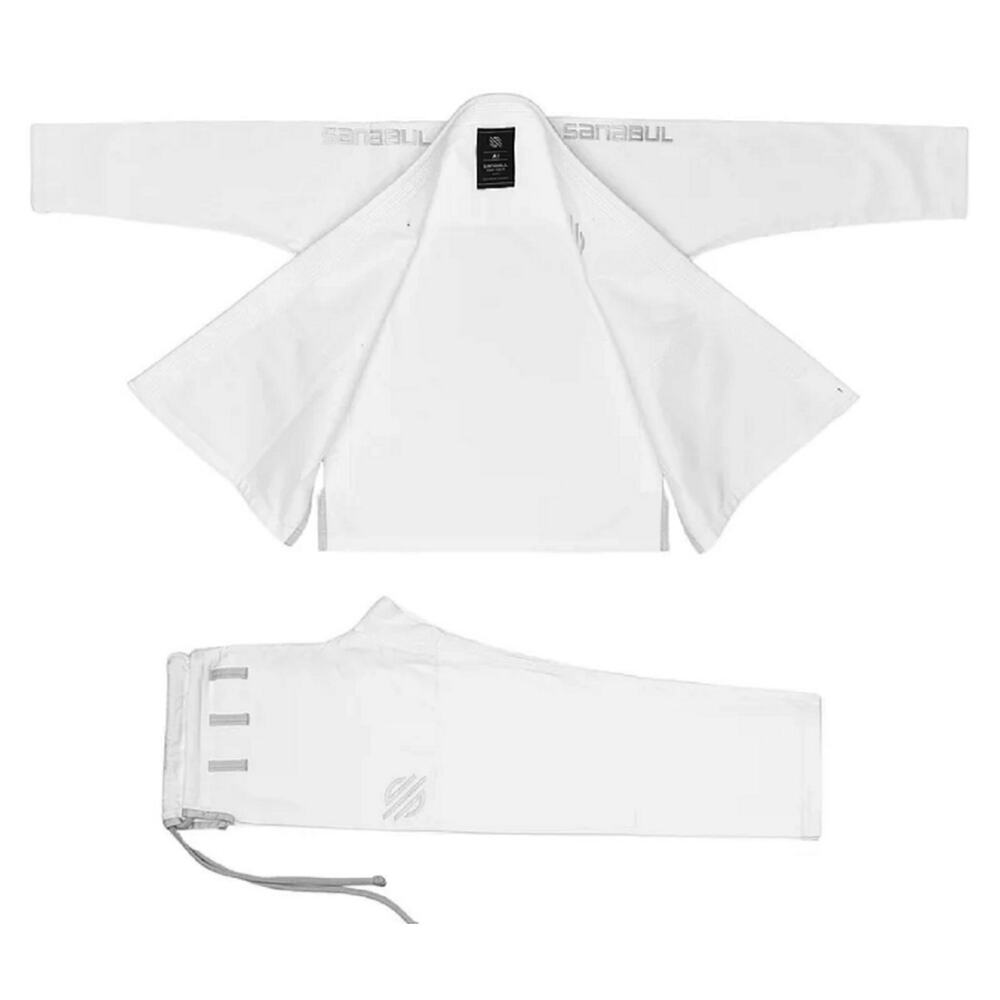Sanabul Gi Size M-A1 Top Logo White/Silver Fight Training Jiu Jitsu Martial Arts - Picture 6 of 6
